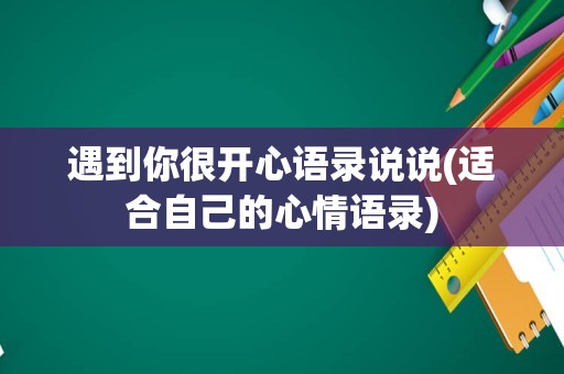 遇到你很开心语录说说(适合自己的心情语录)