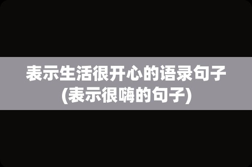表示生活很开心的语录句子(表示很嗨的句子)