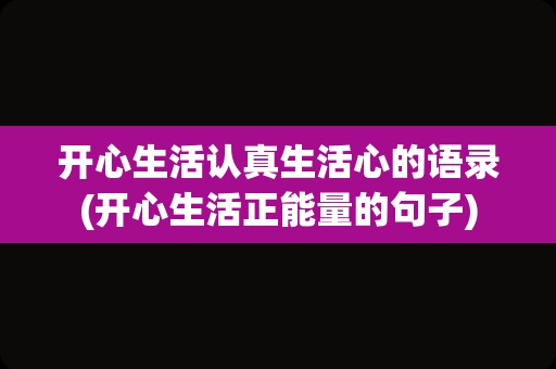 开心生活认真生活心的语录(开心生活正能量的句子)