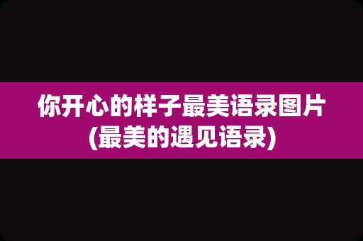 你开心的样子最美语录图片(最美的遇见语录)