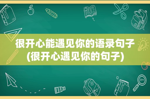 很开心能遇见你的语录句子(很开心遇见你的句子)