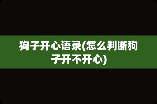 狗子开心语录(怎么判断狗子开不开心)