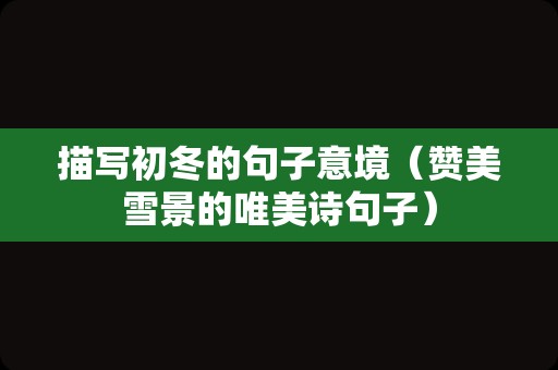 描写初冬的句子意境（赞美雪景的唯美诗句子）